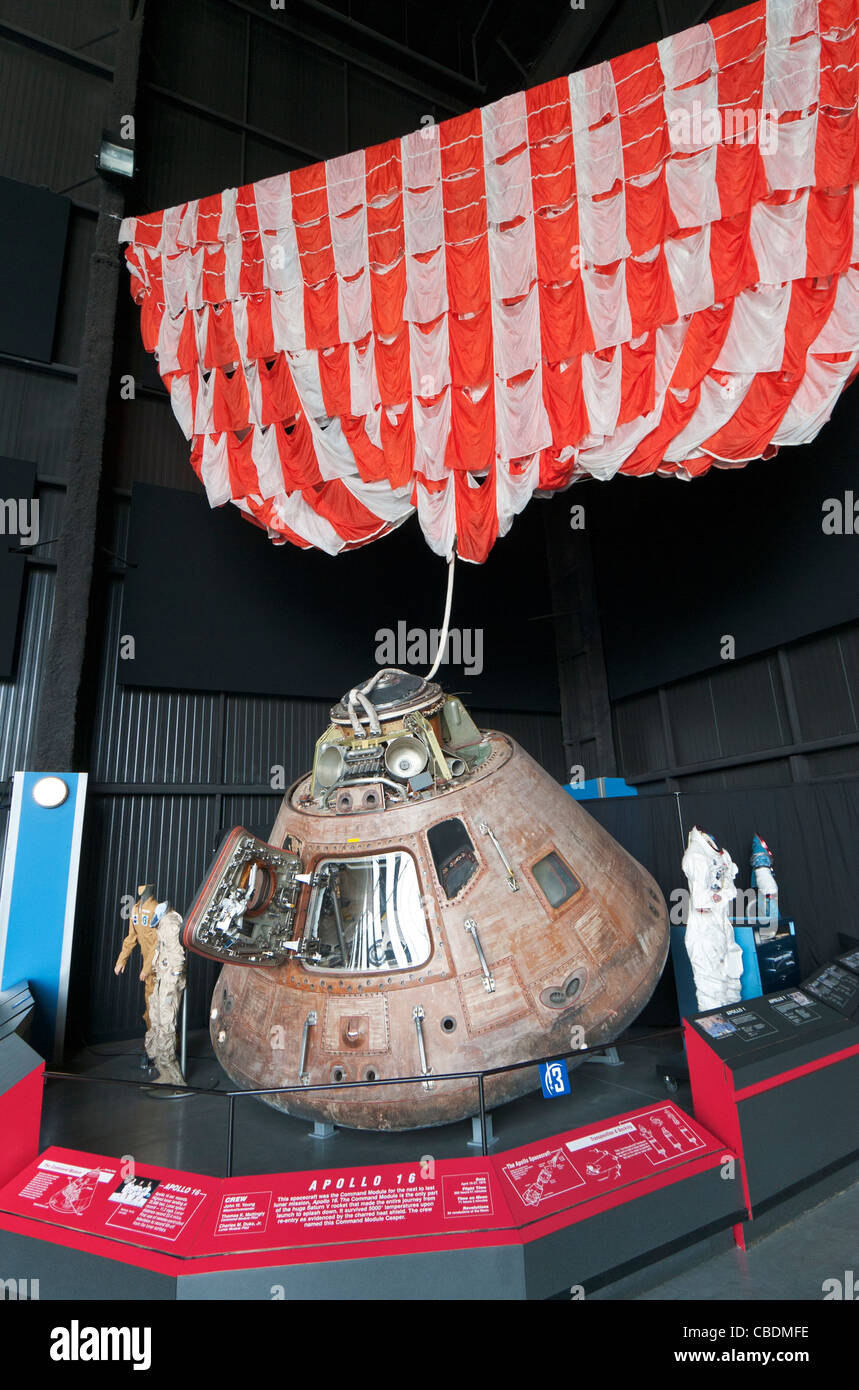 Alabama, Huntsville, USA Platz & Rocket Center, Davidson Zentrum für Weltraumforschung, Apollo 16-Command-Modul Stockfoto