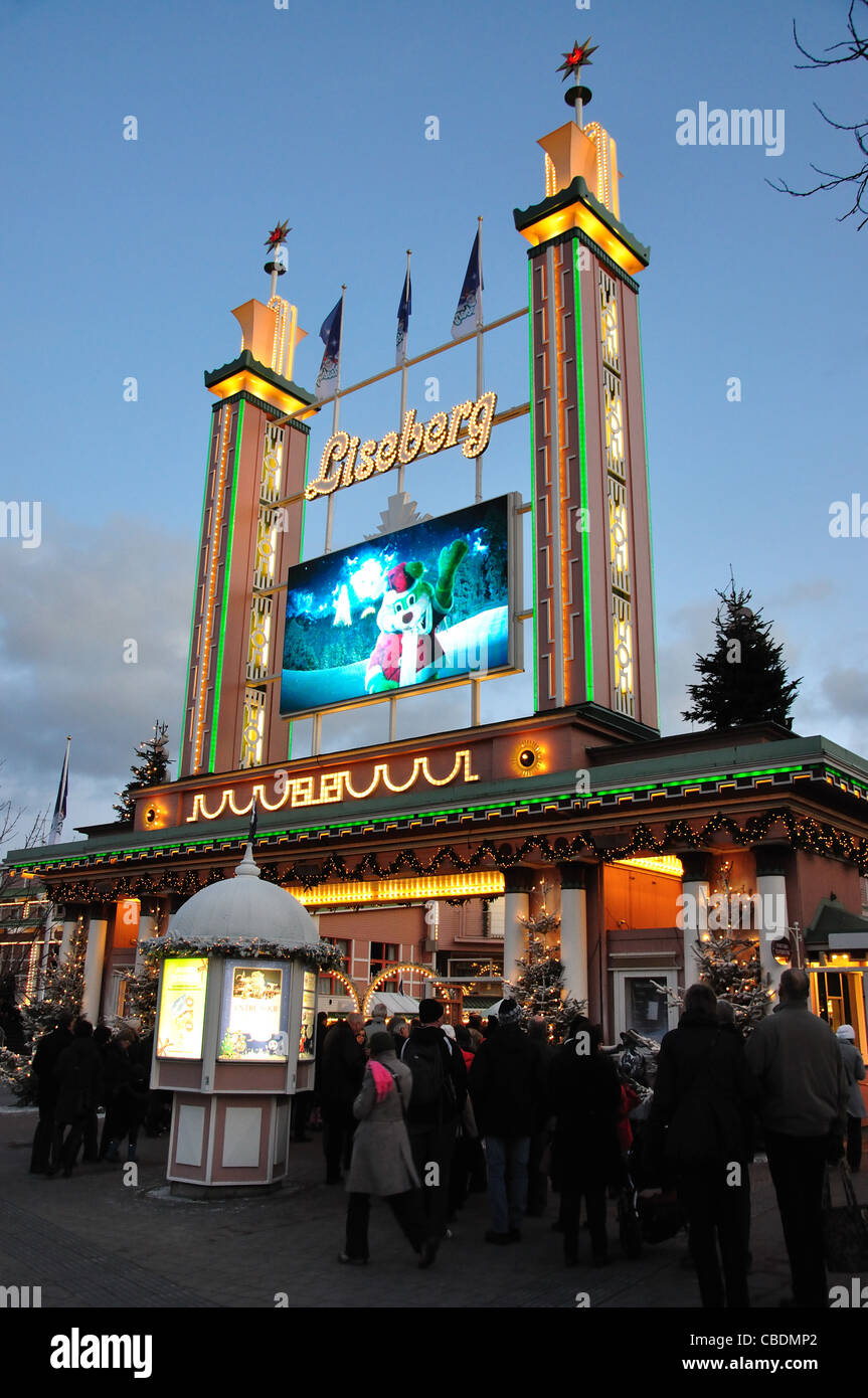 Eingang zum Liseberg Weihnachtsmarkt, Göteborg, Västergötland & Provinz Bohuslän, Schweden Stockfoto