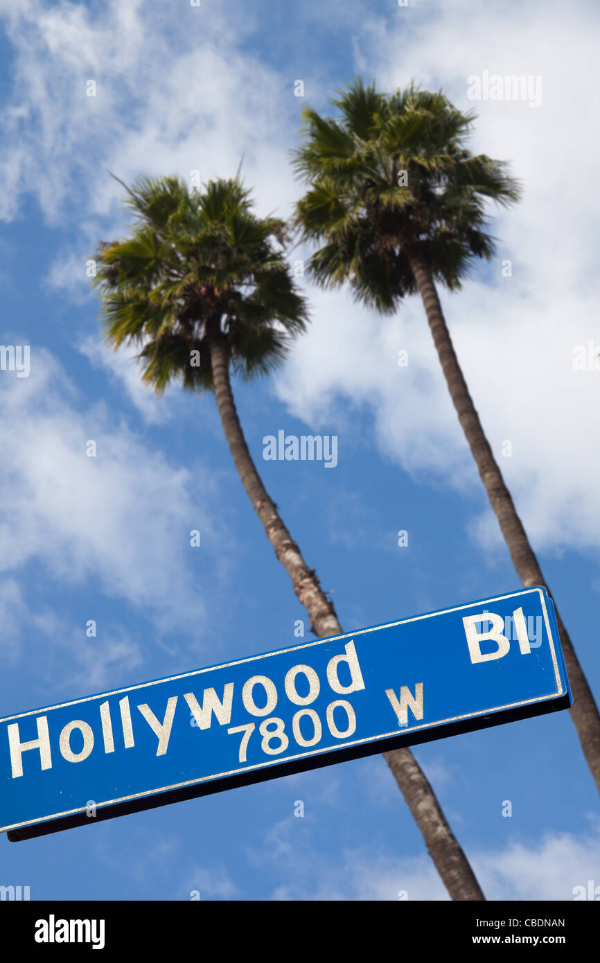 Hollywood blvd, Straßenschild. Stockfoto