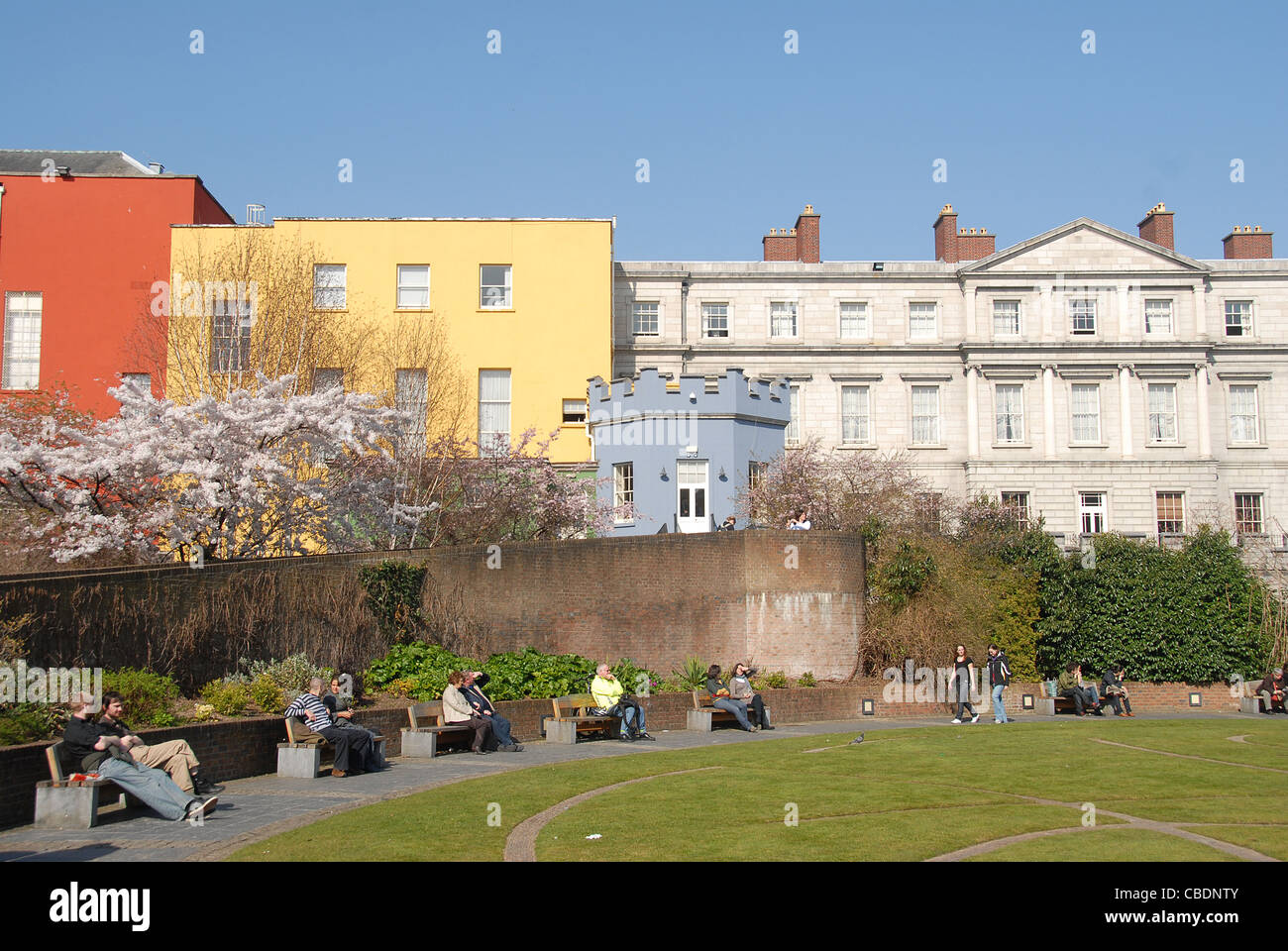 Garten-Seitenfassade des Dublin Castle, Dublin, Irland Stockfoto