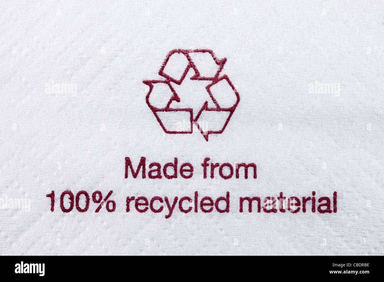 Serviette aus 100 % recyceltem Material hergestellt Stockfoto