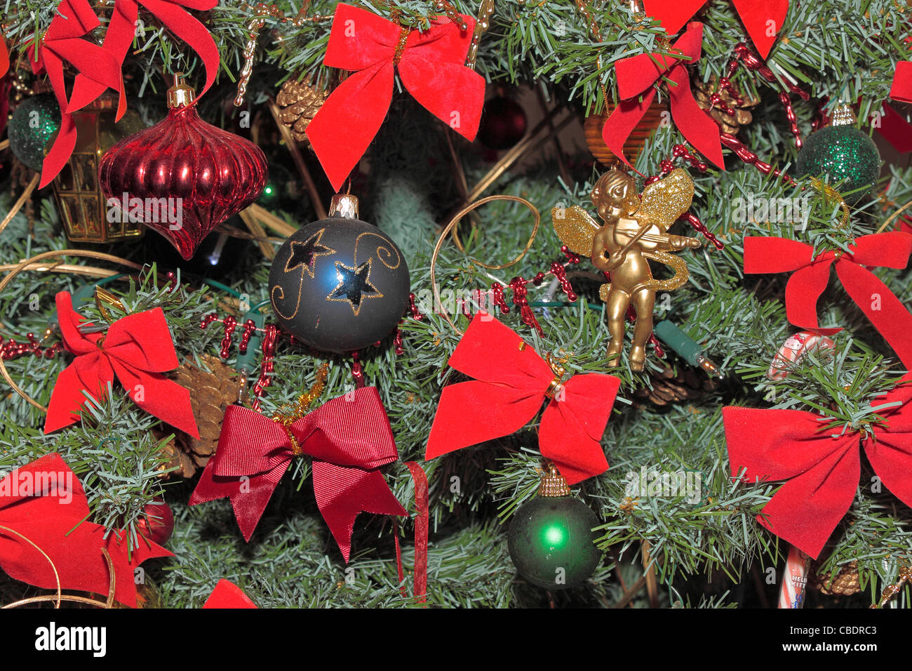 Weihnachtsbaum Dekoration Nahaufnahme Stockfoto