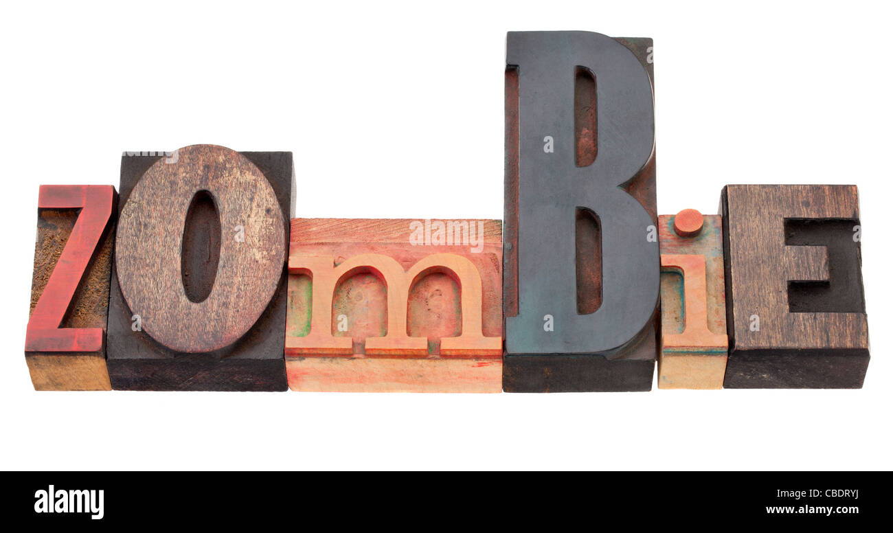 Zombie - isolierte Wort in Vintage Holz Buchdruck Druckstöcke Stockfoto