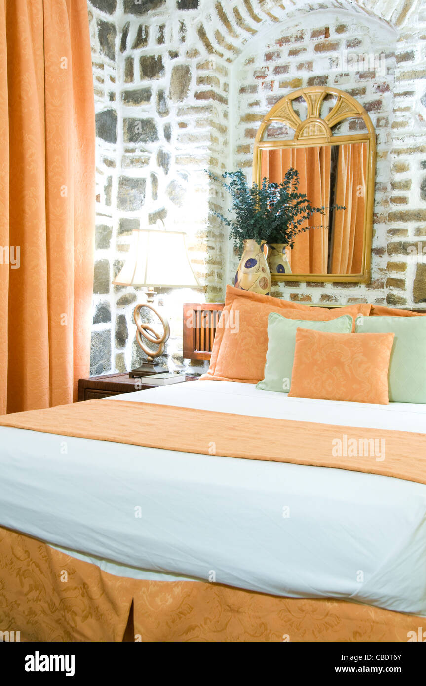 Luxus Hotel Zimmer Kopfsteinpflaster ehemaligen Zuckerfabrik Kingstown, St. Vincent und die Grenadinen Windward island Stockfoto