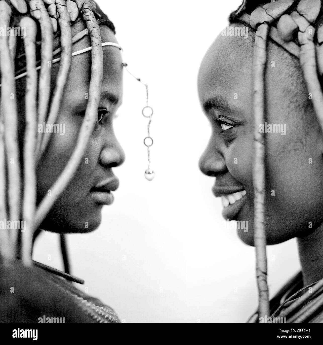 Angola Afrika Gesicht Frauen Profil Mu Himba Porträt Stockfoto