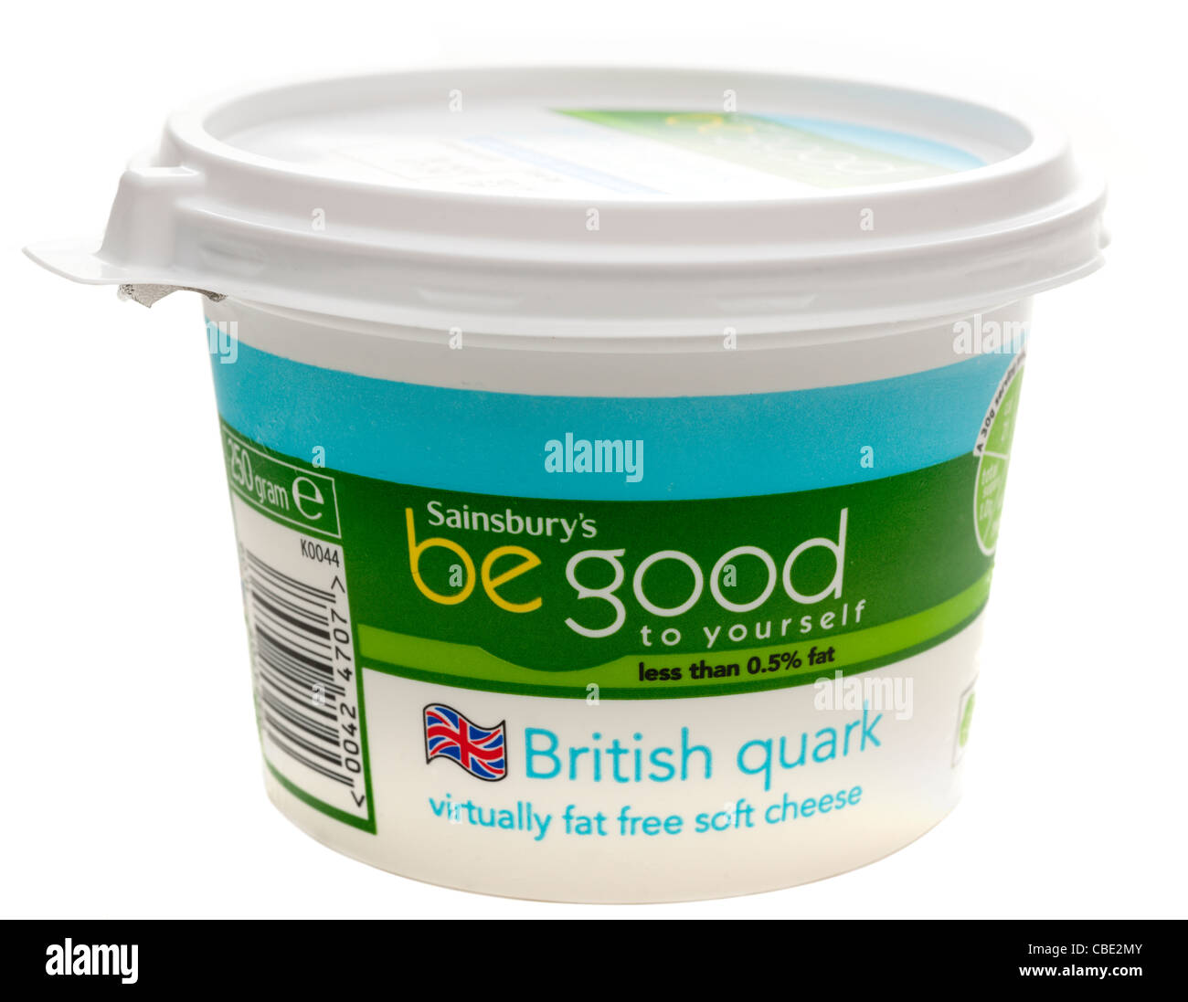 250 Gramm Wanne mit Sainsburys sei gut zu dir britische Quark fettarmer weichen Käse Stockfoto
