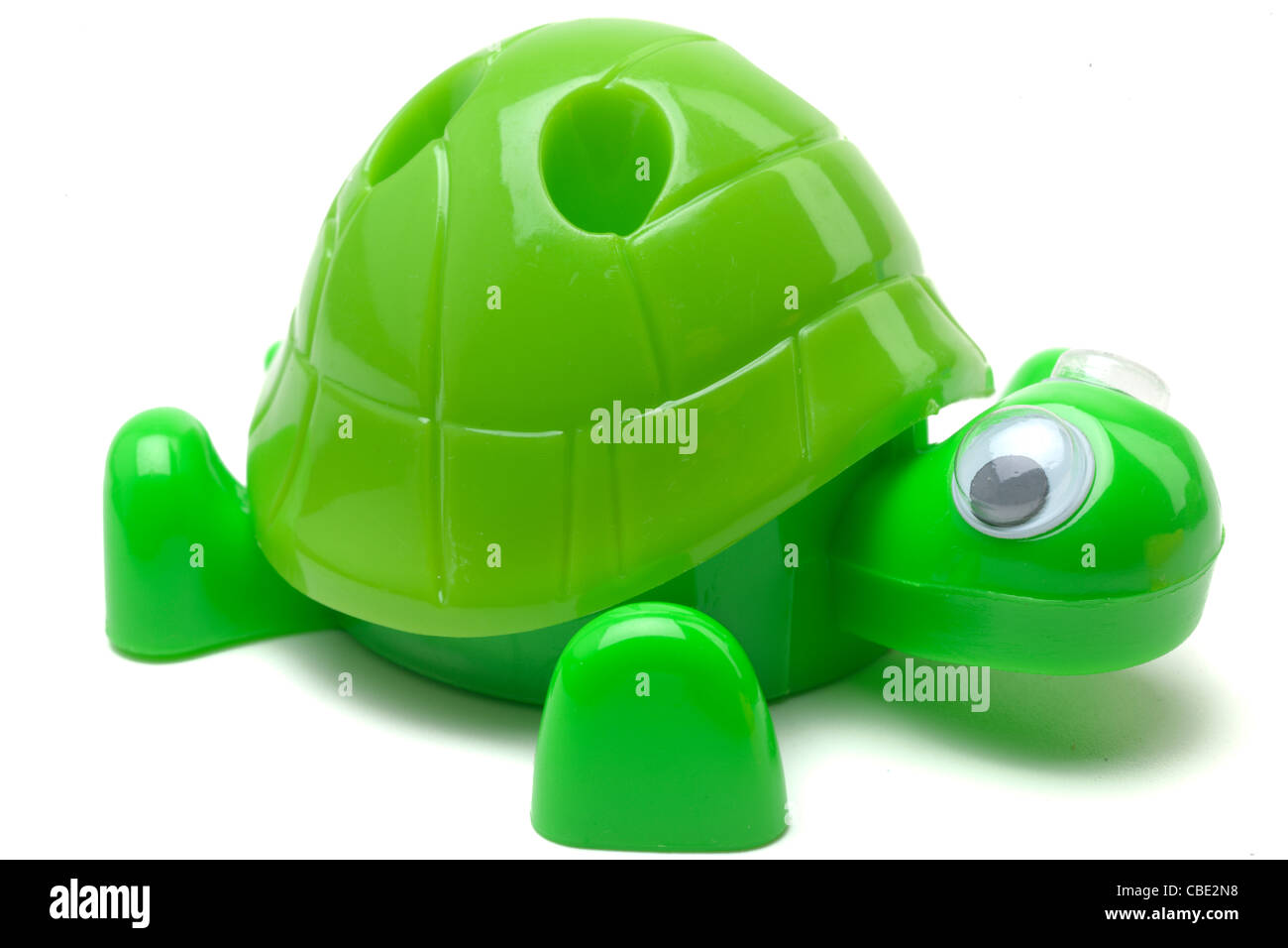 Grüne Kunststoff Schildkröte Stifthalter Stockfoto