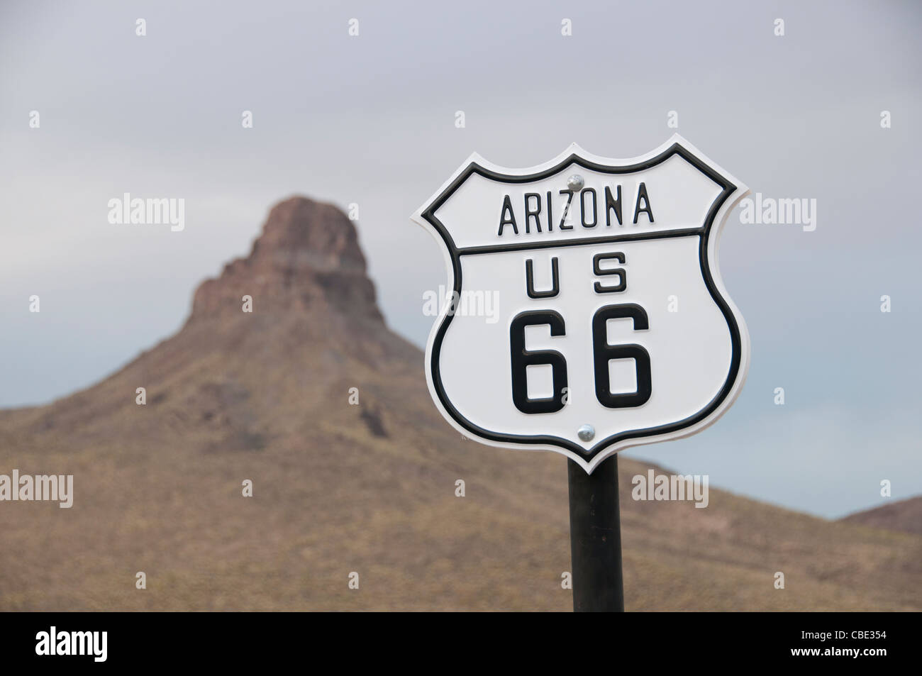 Die historische Route 66 Verkehr Zeichen National Highway Arizona American Stockfoto