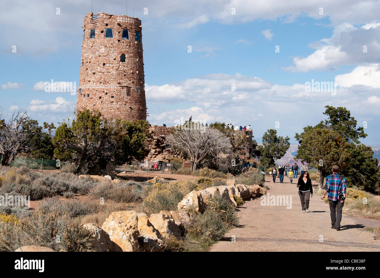 South Rim Arizona Grand Canyon Desert View Watchtower Stockfoto