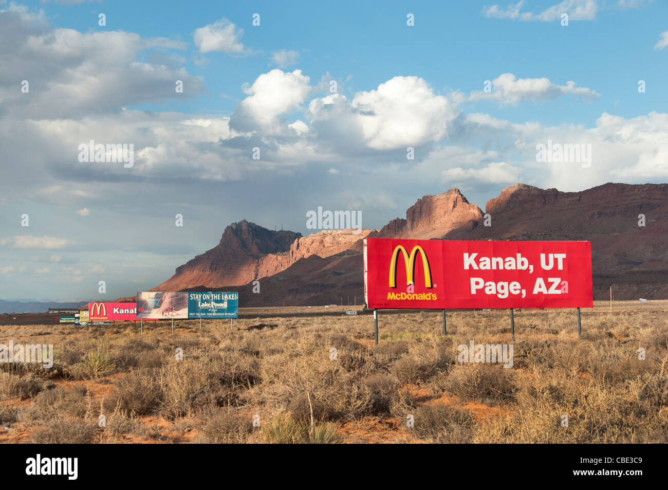 MacDonalds Zeichen Billboard Utah Arizona Vereinigte Staaten Stockfoto