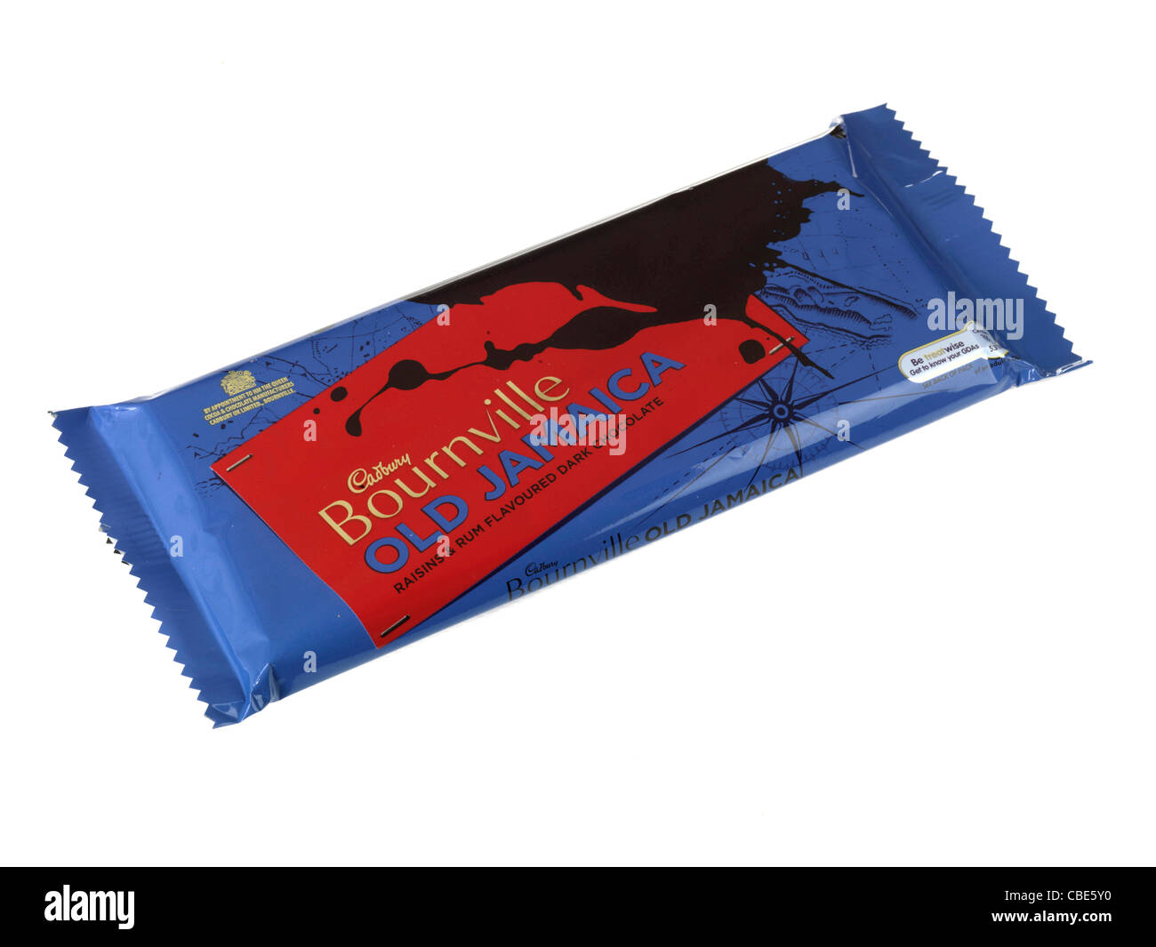 Branded Packaging von Bournville alte Jamaika Schokoriegel isoliert gegen einen weißen Hintergrund mit keine Menschen und einen Freistellungspfad Stockfoto