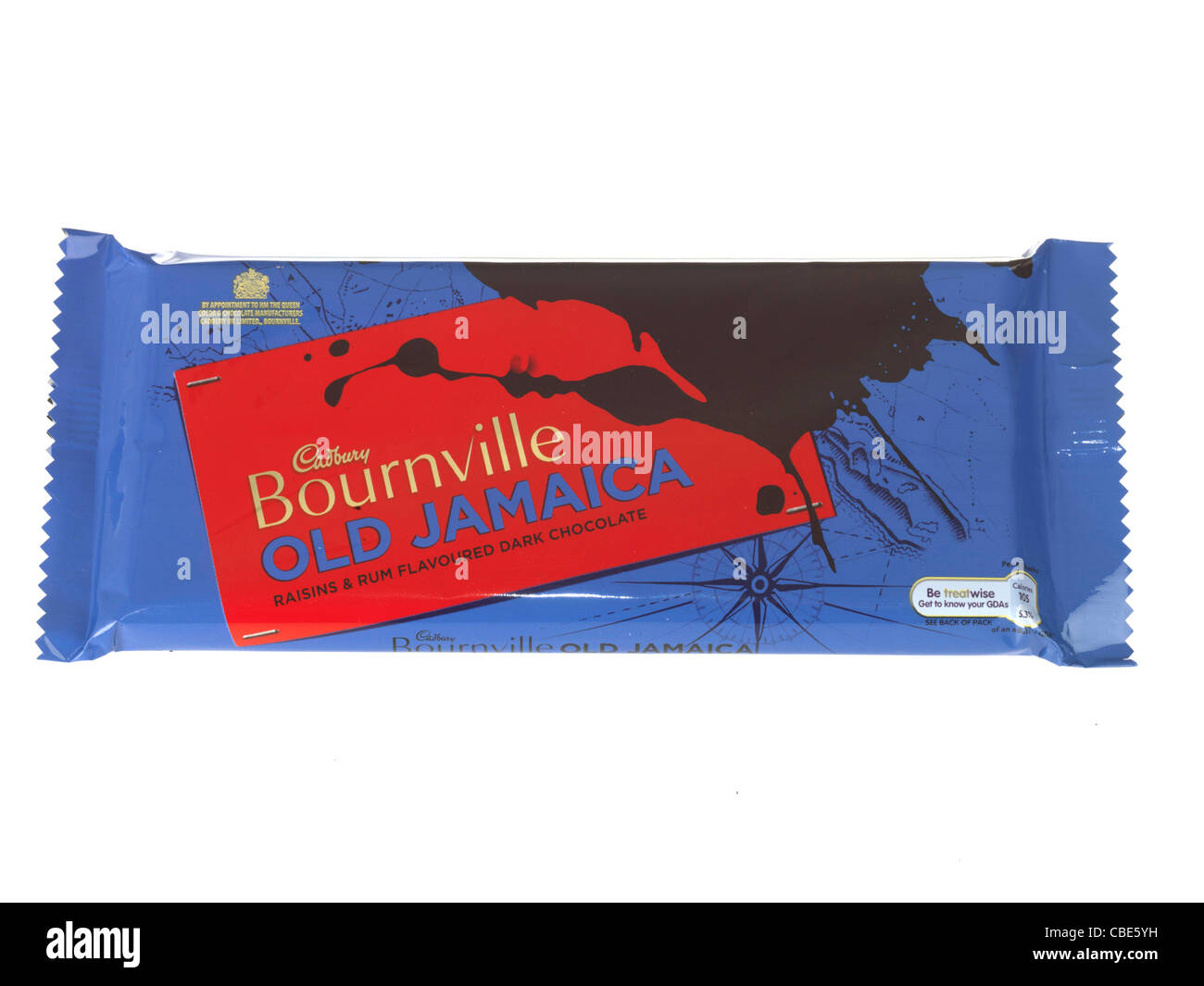 Branded Packaging von Bournville alte Jamaika Schokoriegel isoliert gegen einen weißen Hintergrund mit keine Menschen und einen Freistellungspfad Stockfoto