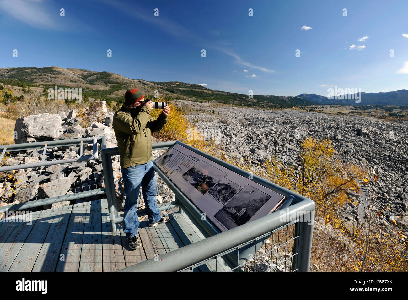 Fotograf Frank Slide Katastrophe in Alberta, Kanada Stockfoto