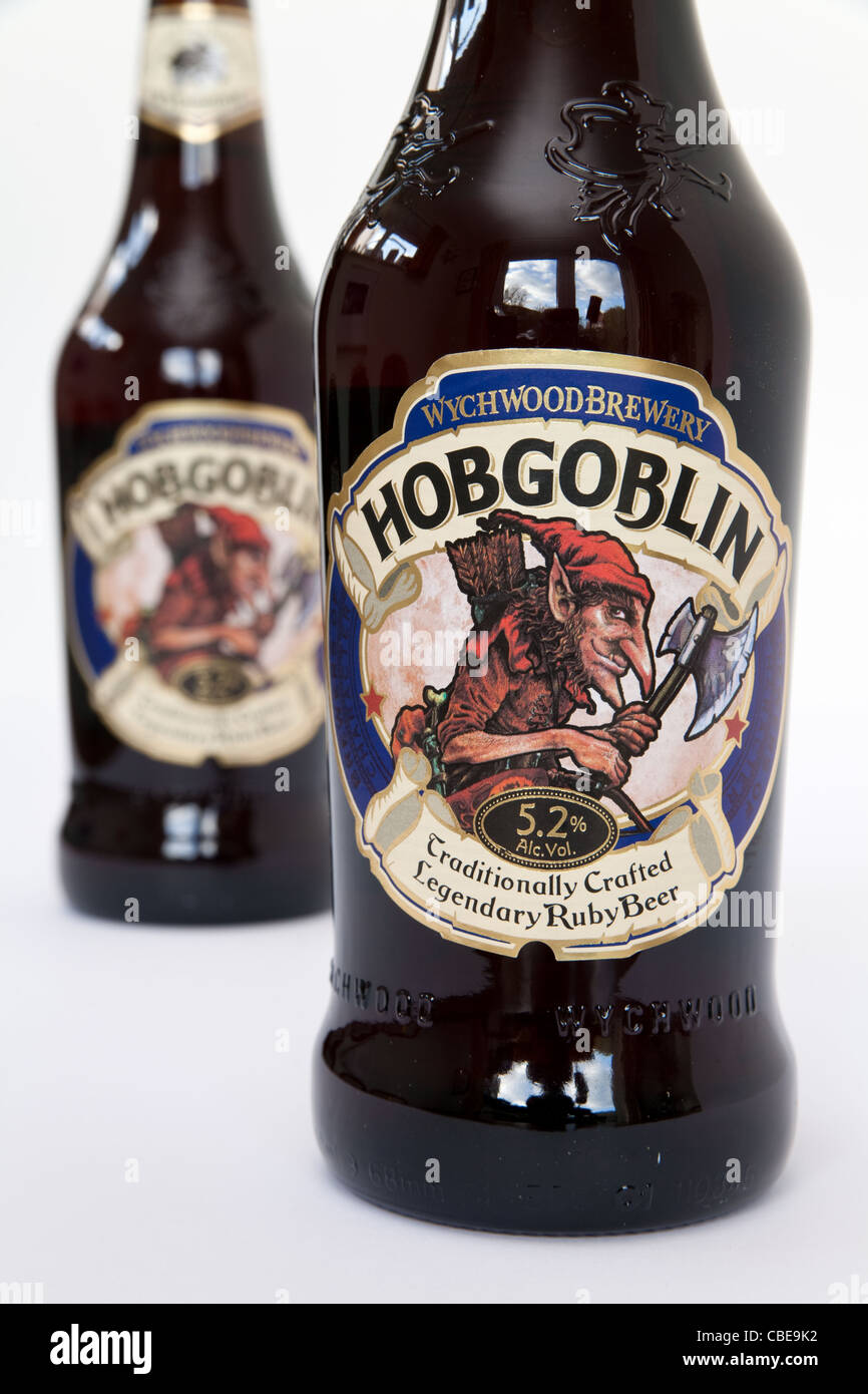 Britische Flaschenbiere - Hobgoblin Bieraufkleber Stockfoto