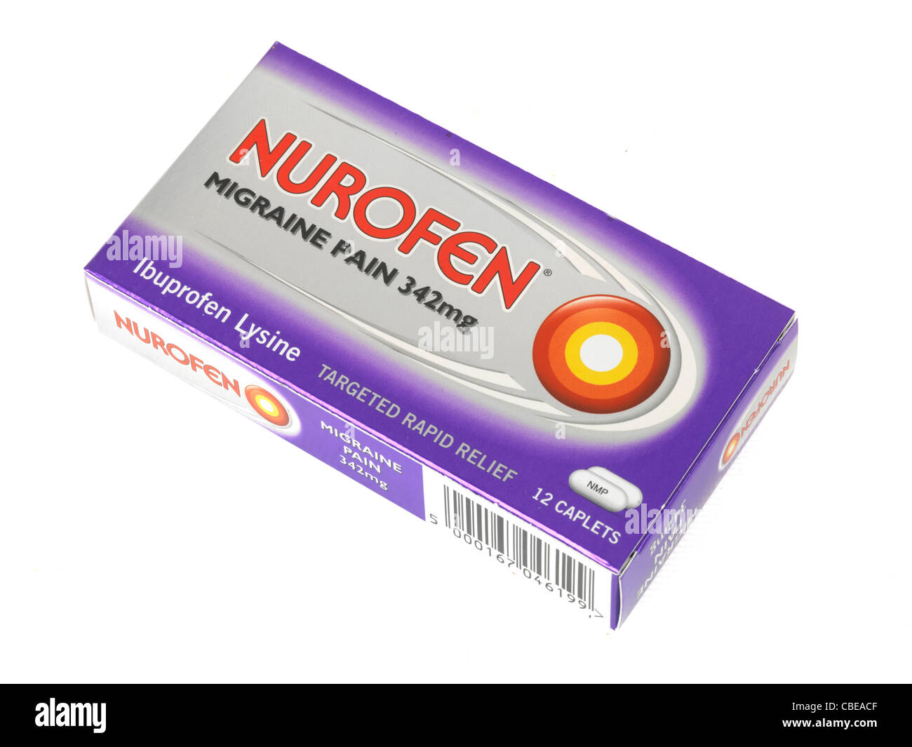 Nurofen Oder Ibuprofen Über Den Gegenzähler Schmerzlinderung Medizin, Isoliert Auf Weiß Mit Keinen Menschen Stockfoto