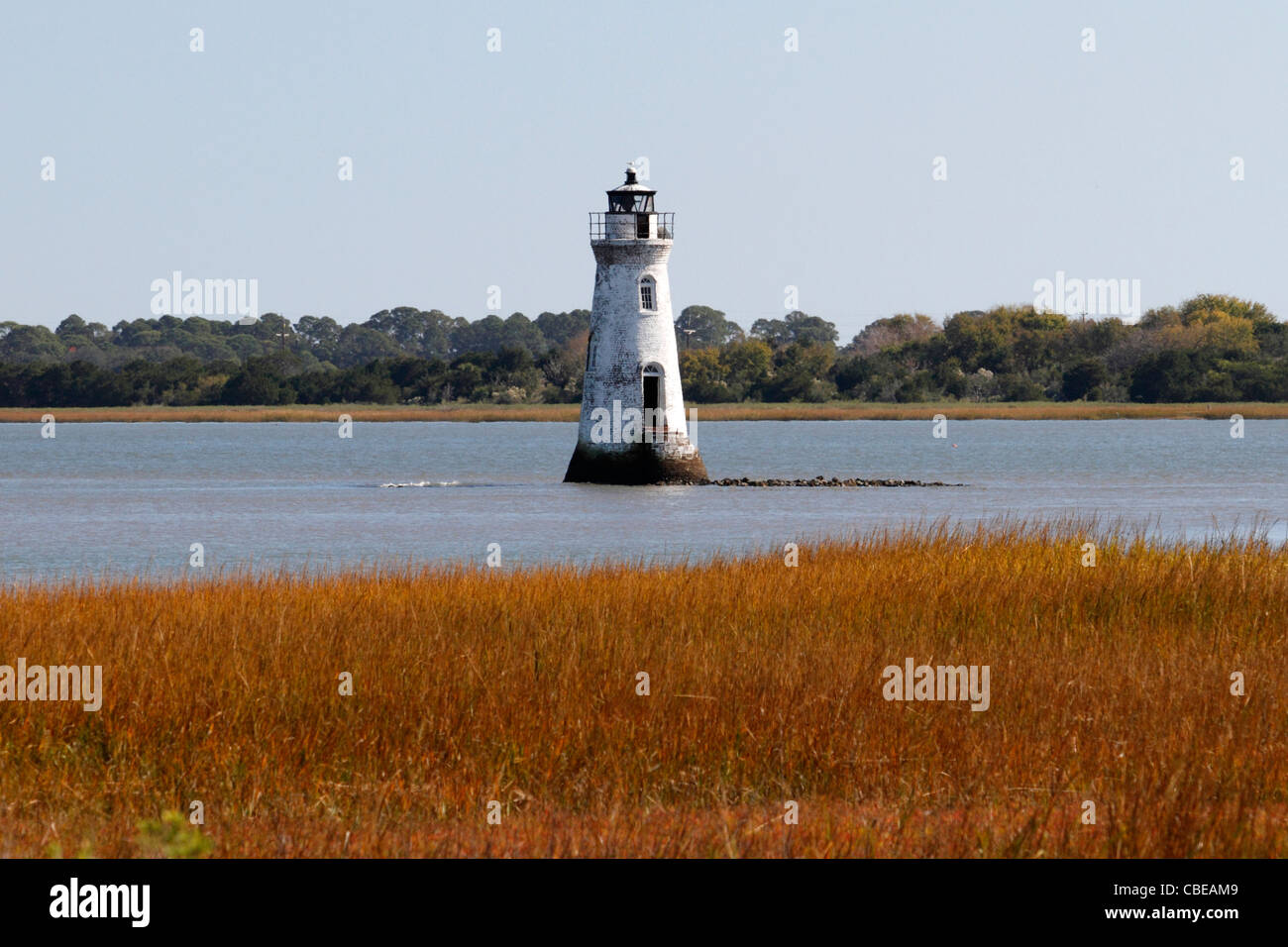 Cockspur Insel-Leuchtturm in der Nähe von Tybee Island, Savannah, Georgia Stockfoto