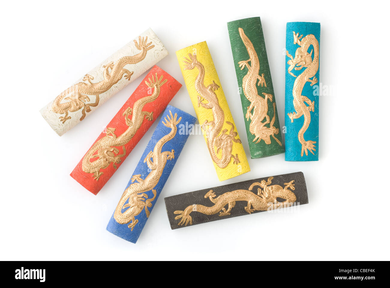 Ostasiatische Ink Sticks mit Drachen Dekoration Stockfoto