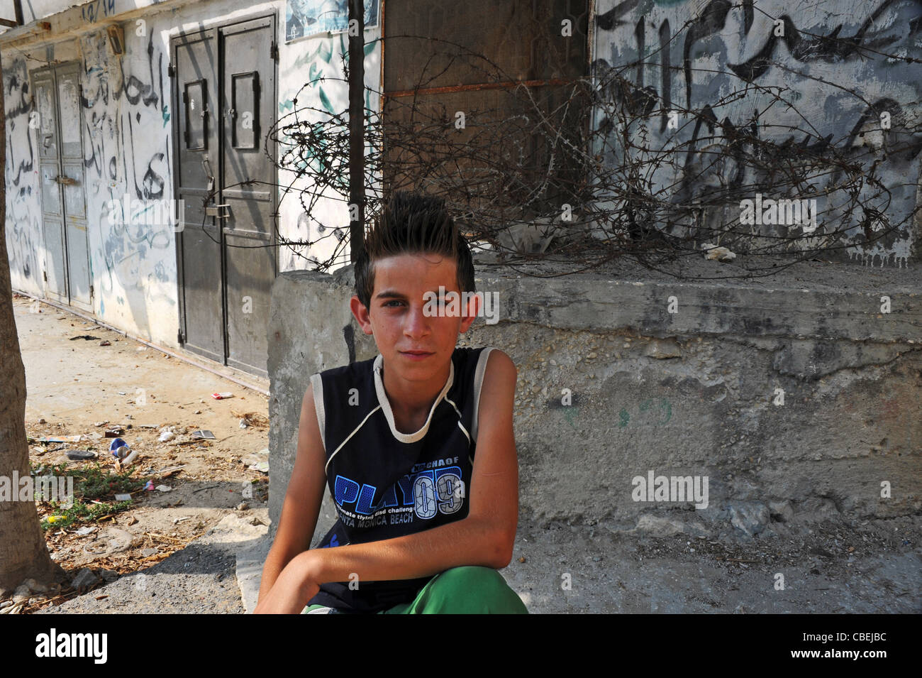 Die palästinensischen Dörfer rund um Nablus, verarmt durch die israelischen Kolonien., die Kinder von den Straßen. Stockfoto