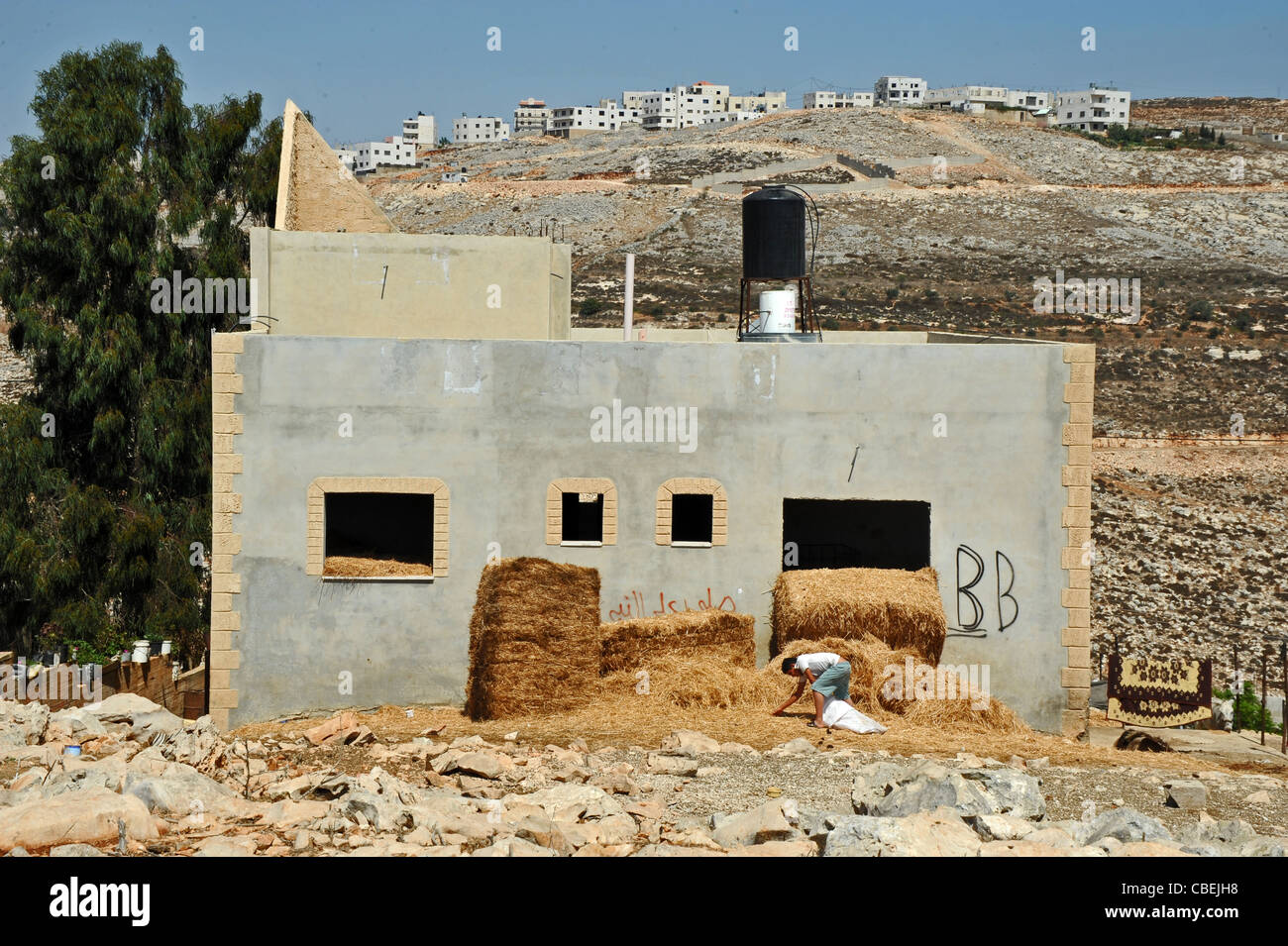 Die palästinensischen Dörfer rund um Nablus, durch die israelischen Kolonien., eine stabile verarmten. Stockfoto