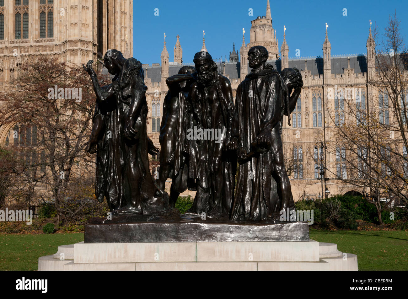 Die Bürger von Calais-Skulptur von Auguste Rodin, Victoria Tower Gardens, Westminster, London, England, UK Stockfoto