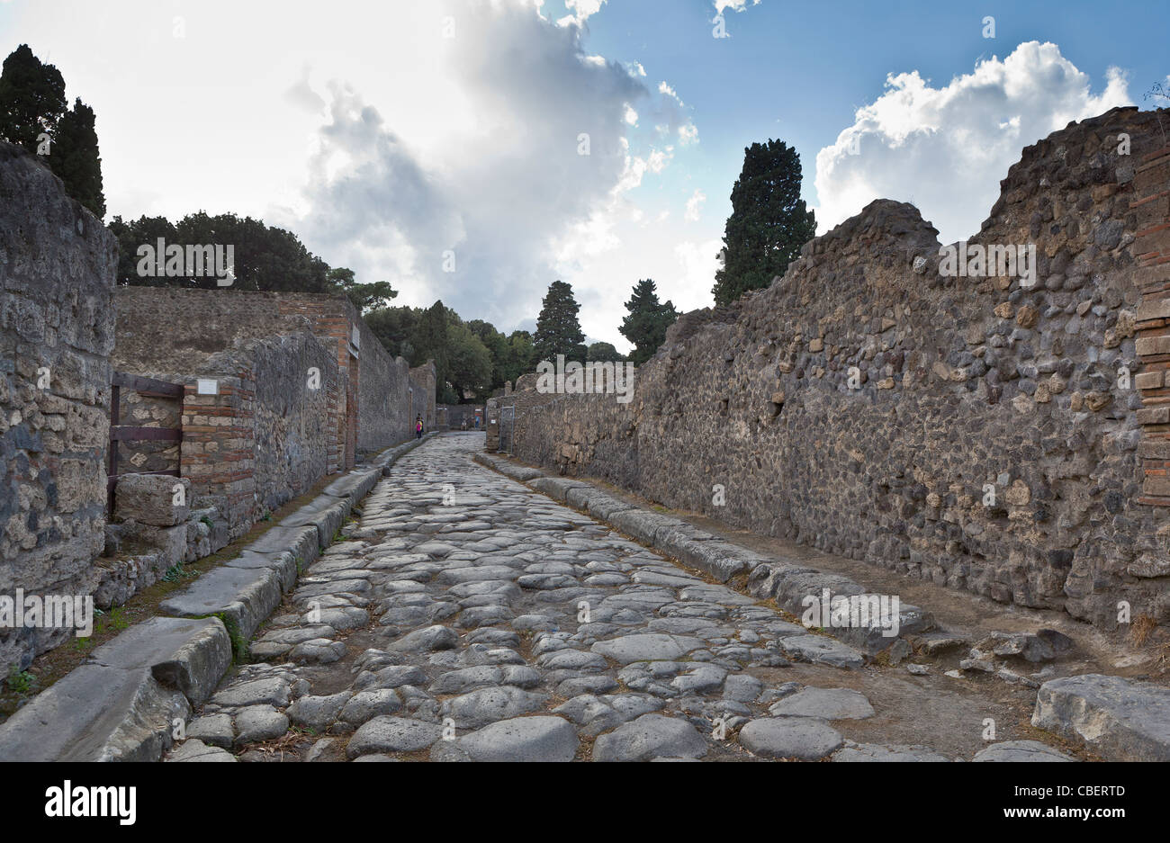 Pflasterstraße, Pompeji, Italien Stockfoto