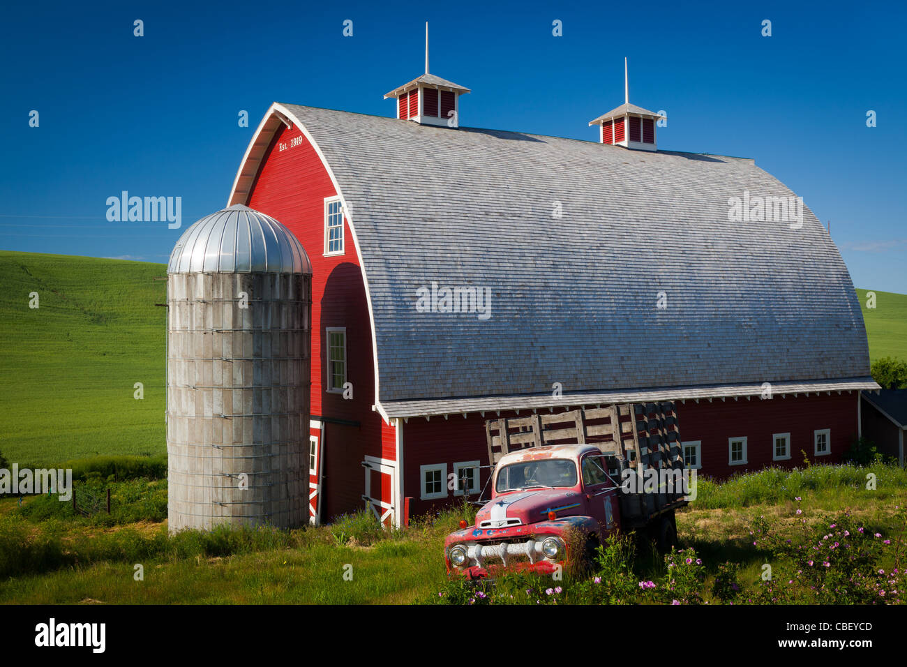 Alte Scheune Gebäude im Bereich landwirtschaftliche Palouse des östlichen US-Bundesstaat Washington. Stockfoto