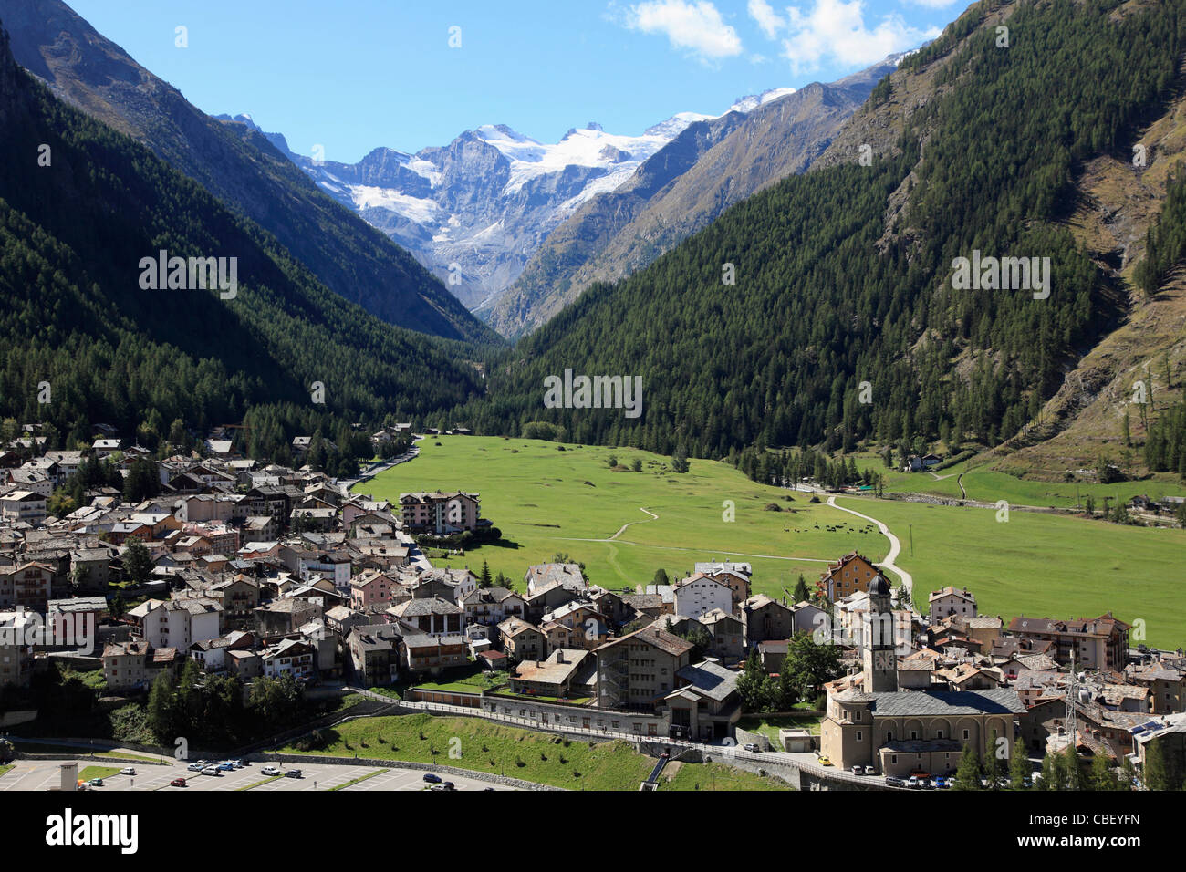 Italien, Aostatal, Cogne, Dorf, Gran Paradiso, Stockfoto