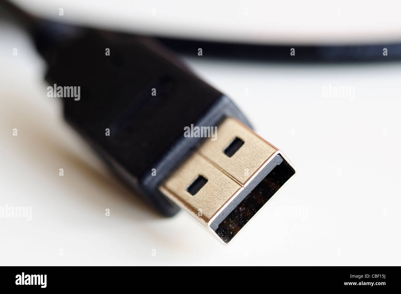 Nahaufnahme von einem USB-Connector auf einem weißen Hintergrund führen Stockfoto