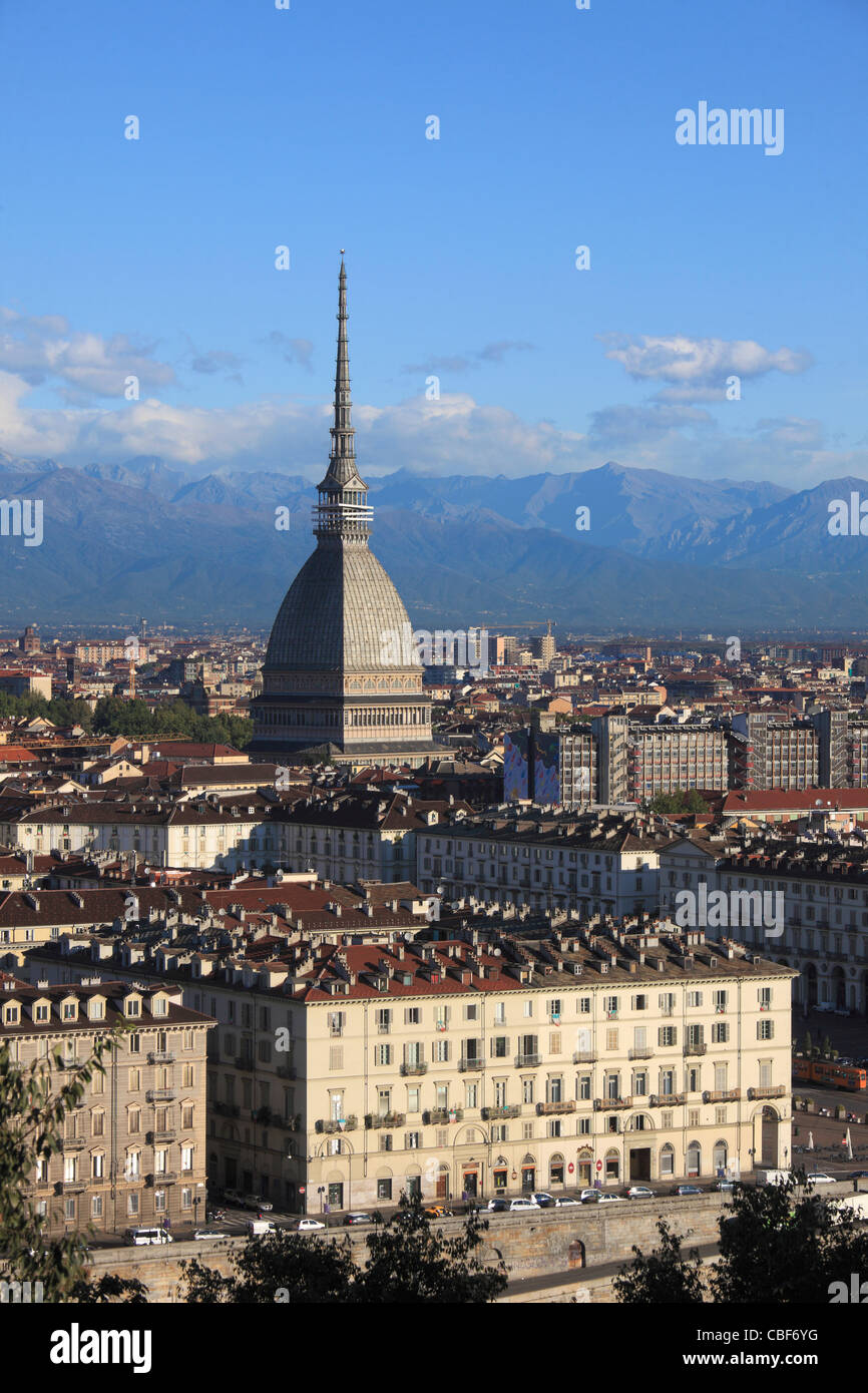 Italien, Piemont, Turin, Mole Antonelliana, Gesamtansicht, Skyline, Stockfoto