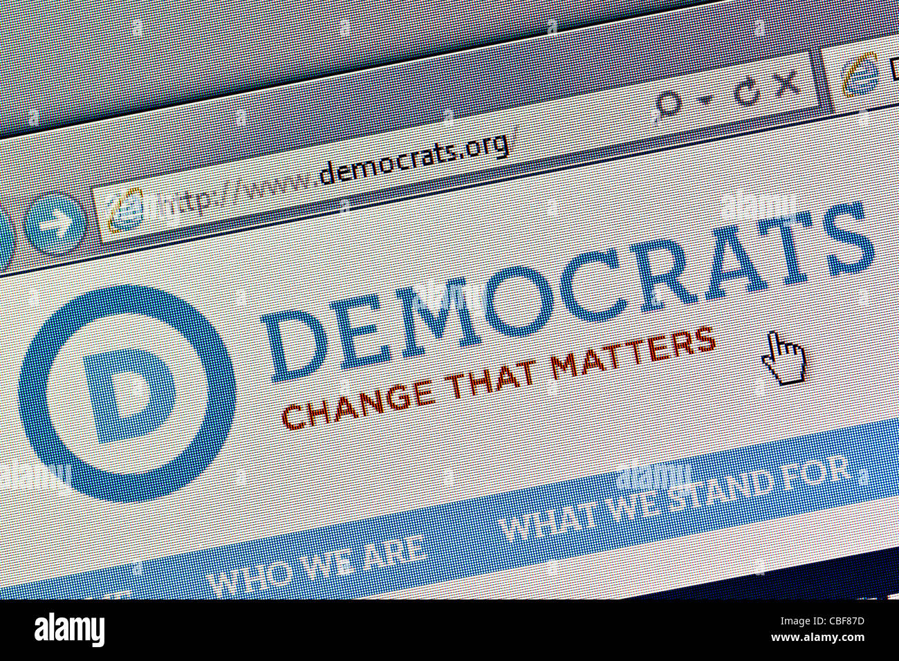 Demokraten US Logo und Website hautnah Stockfoto