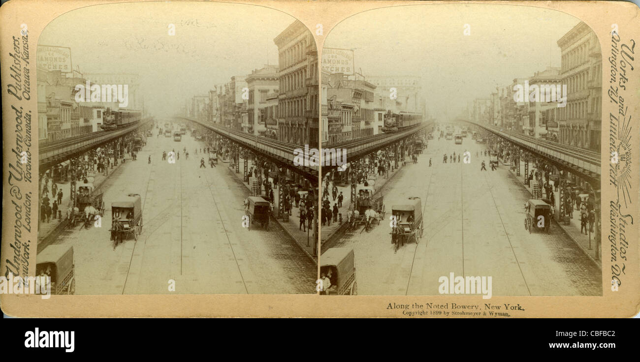 Entlang der bekannten Bowery, New York 1899 Stockfoto