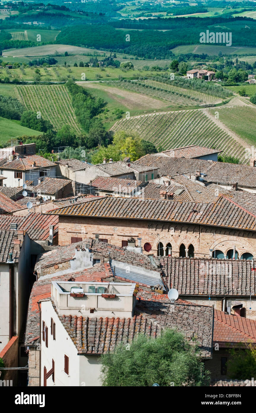 Europa; Italien; Toskana; San Gimignano & Countyside Stockfoto