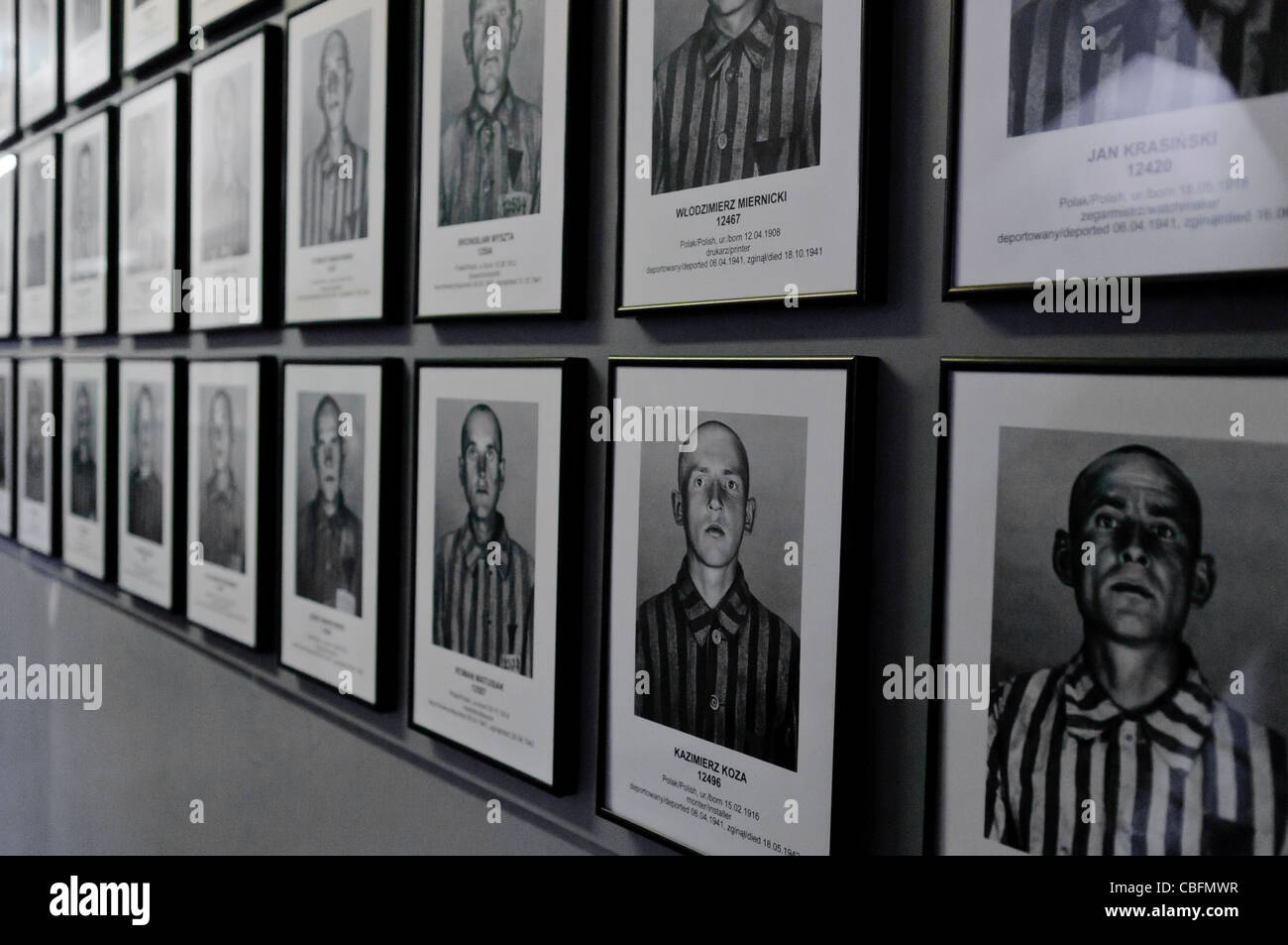 Fotos von männlichen Gefangenen im NS-Konzentrationslager Auschwitz I Stockfoto