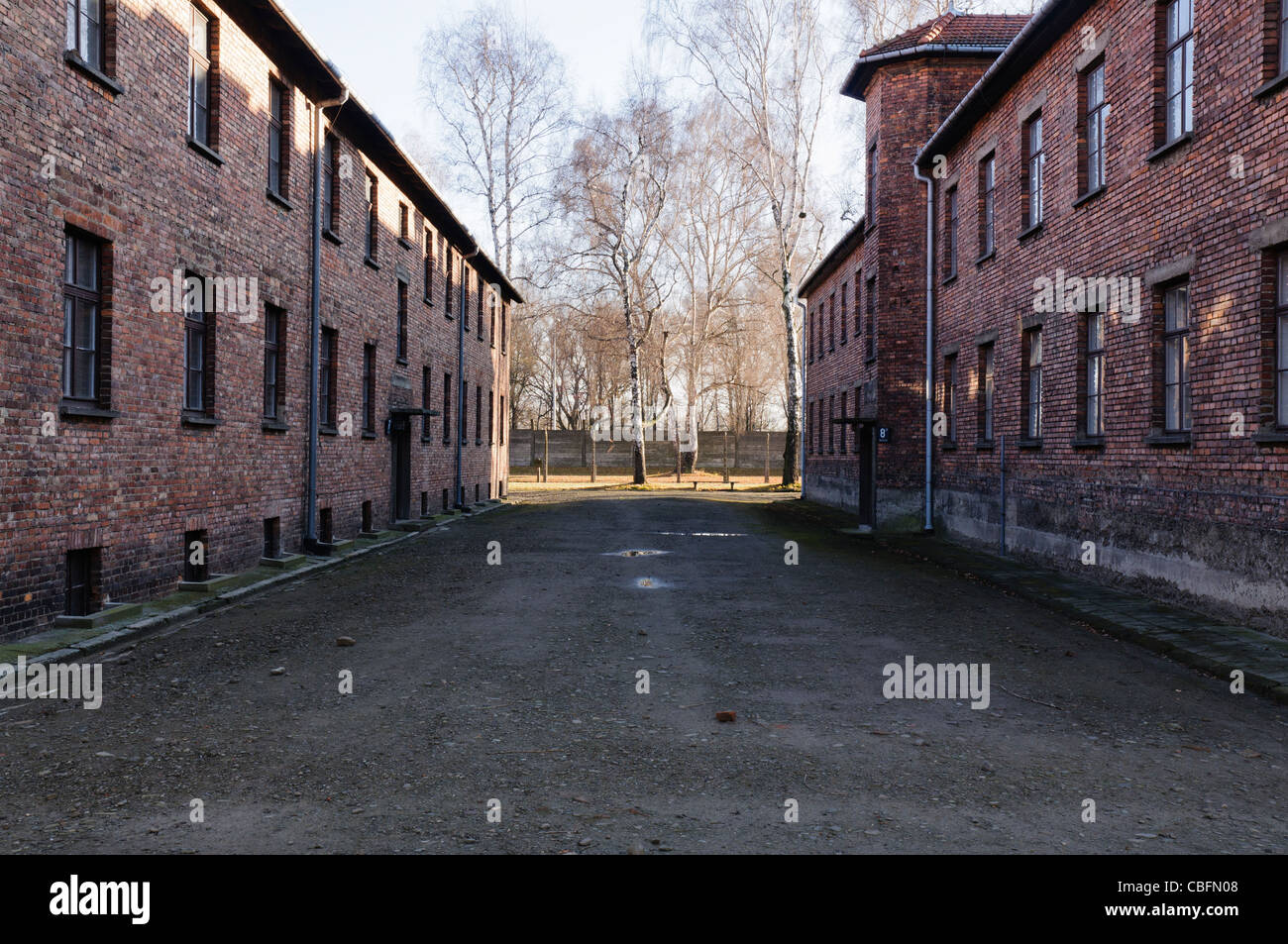 Elektrozaun bei Nazi-Konzentrationslager Auschwitz Stockfoto