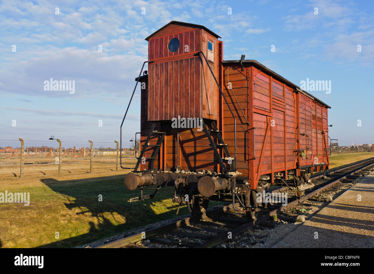 Viehtransporter zum Transport Hunderte von Juden ins KZ Auschwitz Berkenau Stockfoto