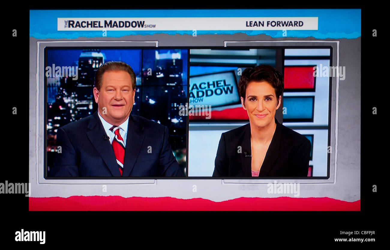 Ed Schultz und Rachel Maddow auf MSNBC Stockfoto