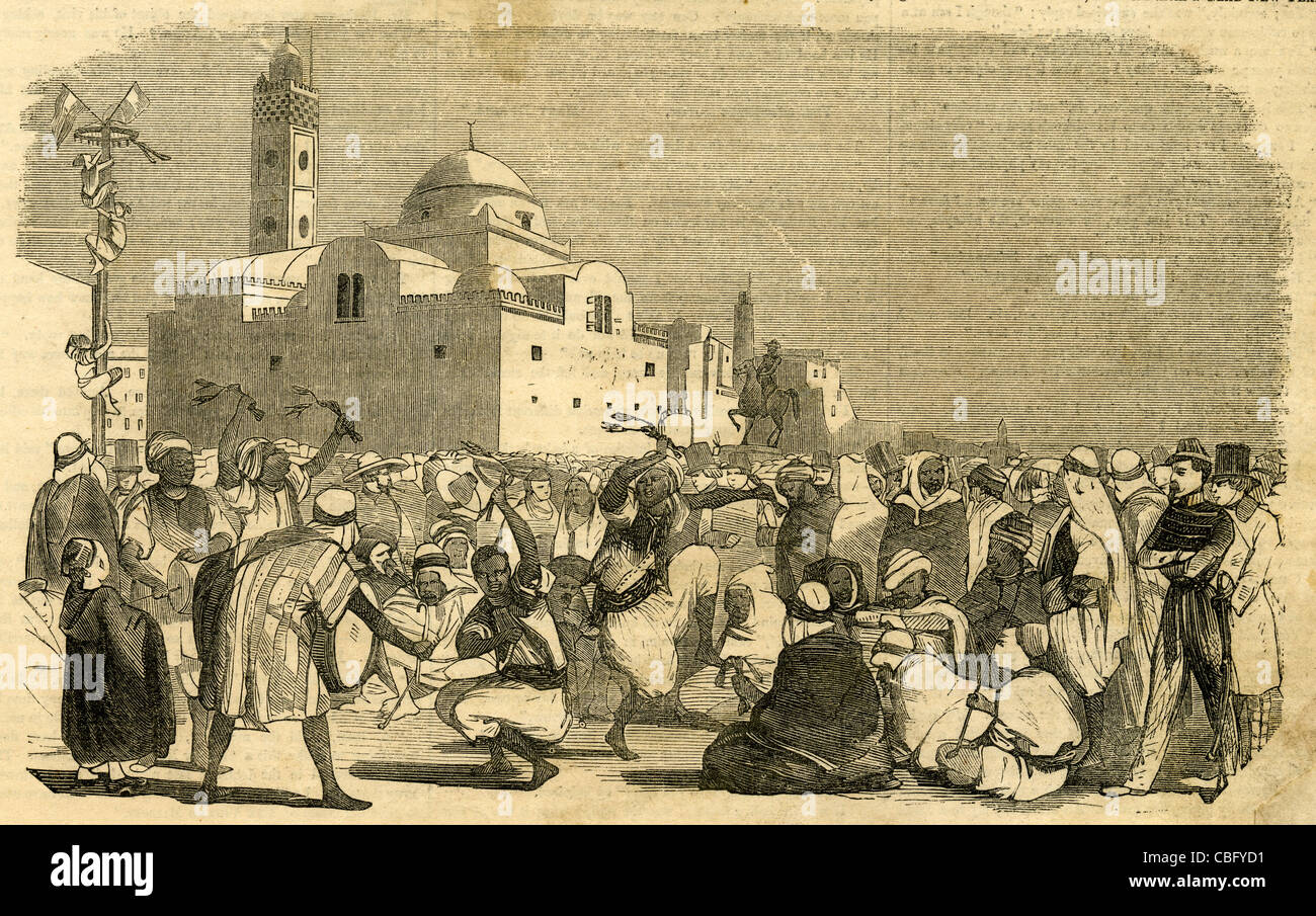 1854 Gravur, "New Year Festival in Algier." Stockfoto