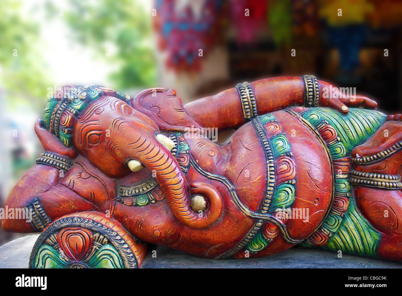 Statue von einem indischen Gott Lord Ganesha ruhen Stockfoto