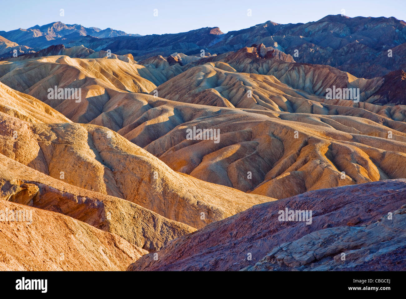 Die Landschaft von Zabriskie Point im Death Valley Stockfoto