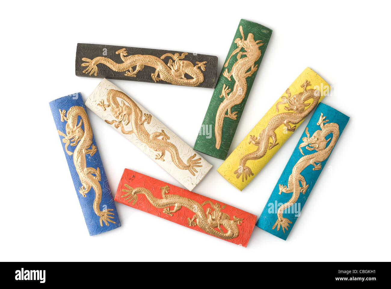Ostasiatische Ink Sticks mit Drachen Dekoration Stockfoto