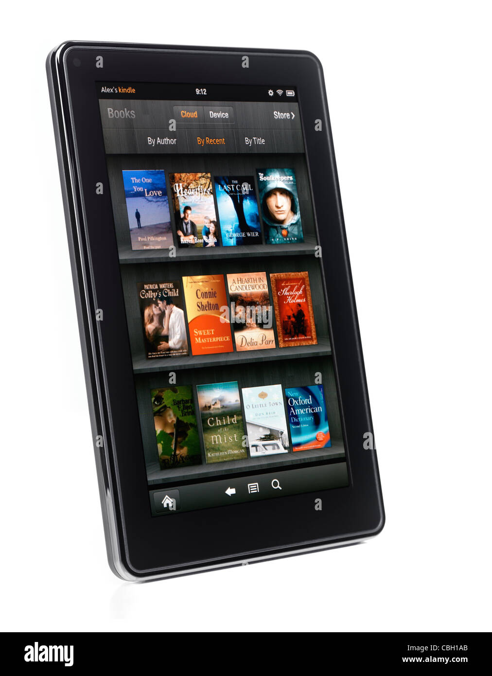 Amazon Kindle Fire Tablet Computer e-Book-Reader isoliert auf weißem Hintergrund Stockfoto