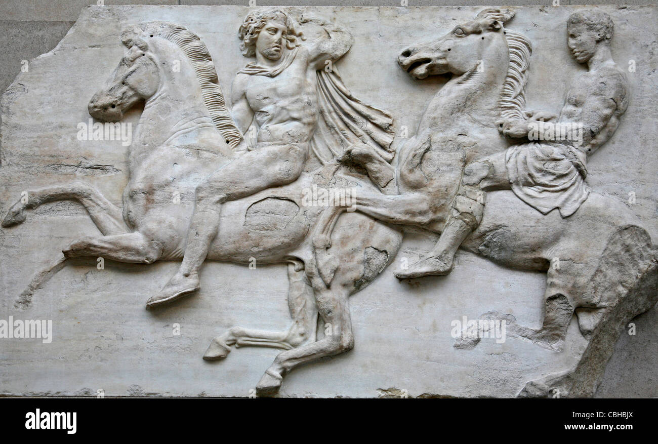 Detail vom Parthenon Marmor Skulptur im British Museum (Elgin Marbles) Stockfoto