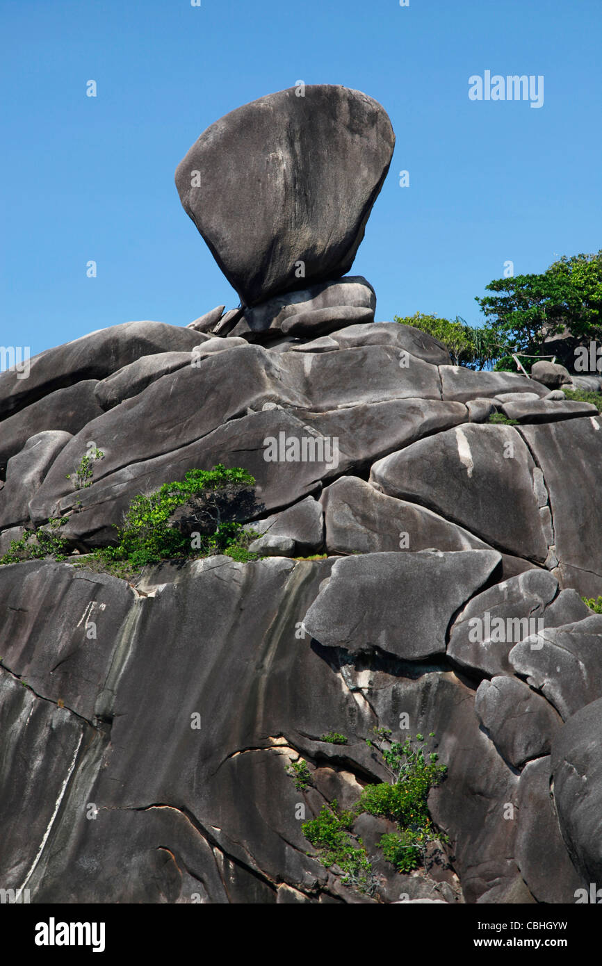 Segeln-Rock auf Similan Insel auf den Similan Inseln, Phang-Nga, in der Nähe von Phuket, Thailand Stockfoto