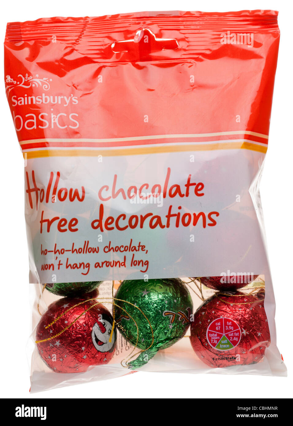 Tasche von Sainsburys hohl Schokolade Weihnachten Baumschmuck Stockfoto