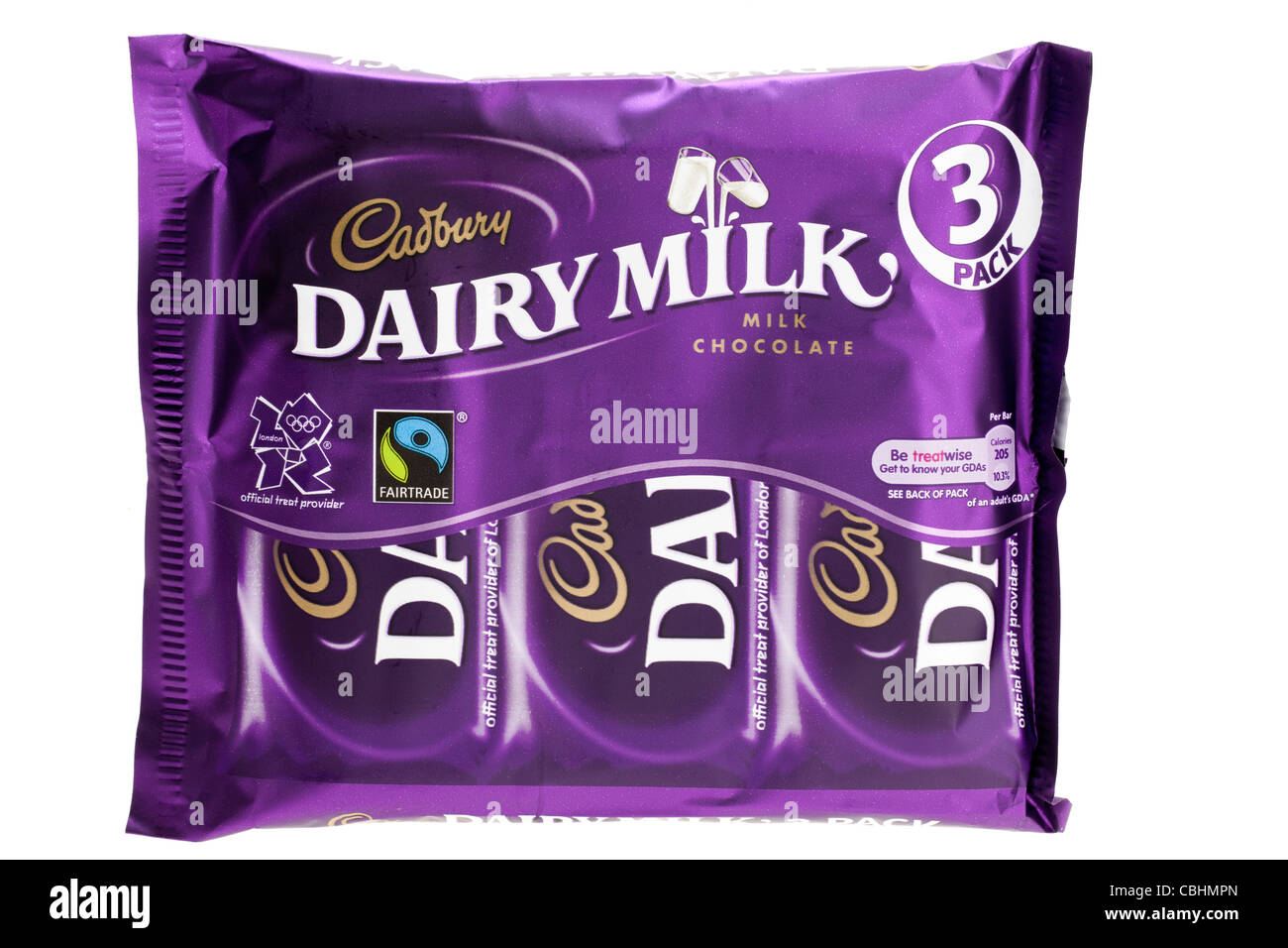 Cadbury Dairy milk drei bar pack Stockfoto