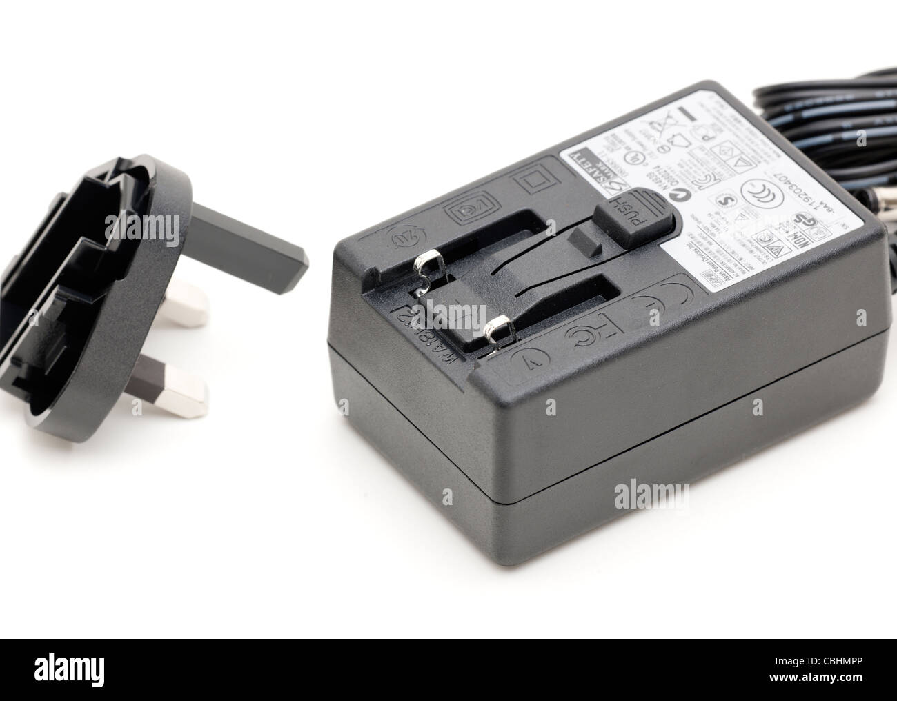 Netzteil mit abnehmbaren UK 3-Pin-adapter Stockfoto