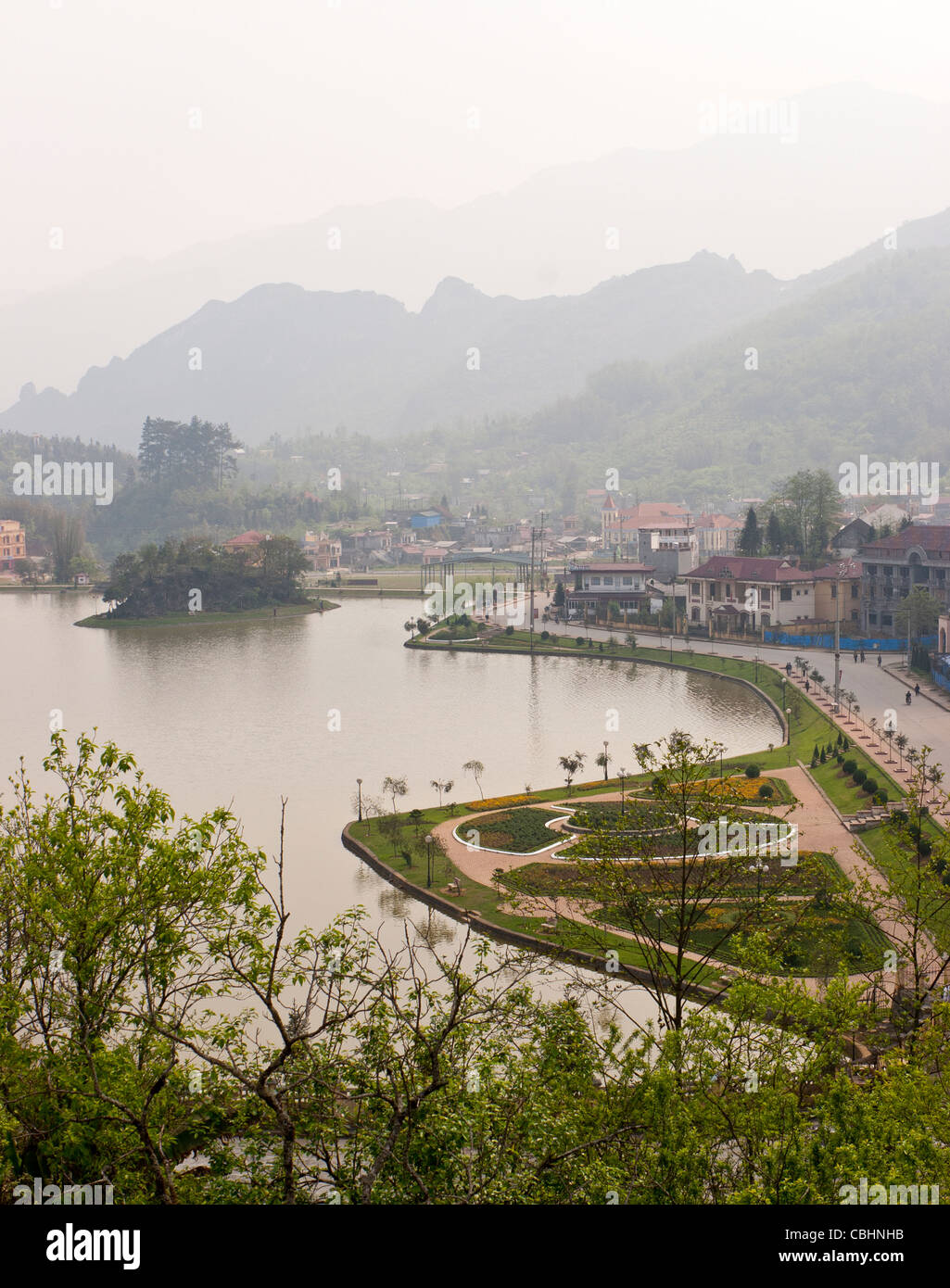 Blick vom Victoria Hotel in Sapa, Viet Nam Stockfoto