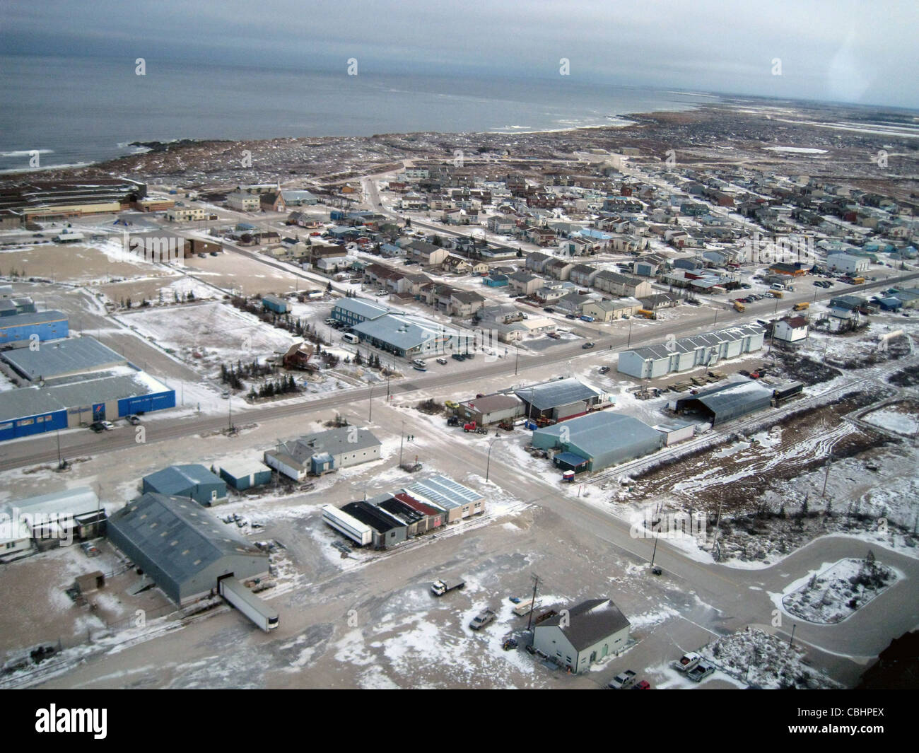 CHURCHILL, Manitoba, Kanada, mit Hudson Bay über. Foto Tony Gale Stockfoto