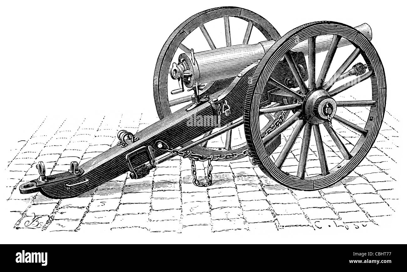 Reffye 75 85 mm Kanone 1873 französische Artillerie Stück General Jean-Baptiste Verchère de Reffye Waffe Armee gezogene Verschlusses be- Stockfoto