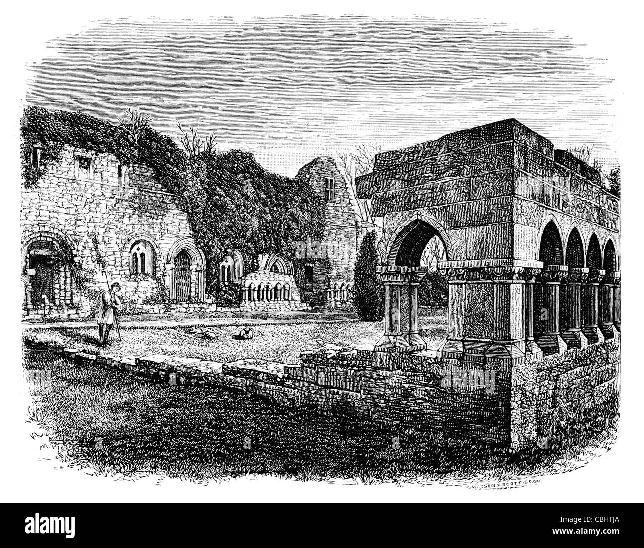 Cong Abbey, die historischen Galway-Mayo Irland Connacht 7.Jahrhundert Saint Feichin Ruine Ruinen zerstört Kapelle Kirchenschiff Kloster Stockfoto